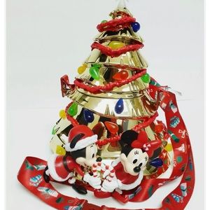 WDW 50th Light Up Gold Christmas Tree Popcorn Bucket Mickey & Minnie Mouse NEW